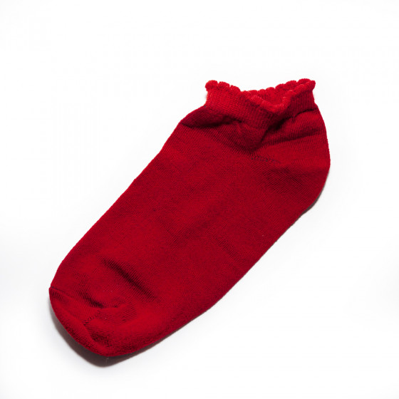 Носки детские из мериноса укороченные с буфами, темно-красные, размер 20-22, НС134